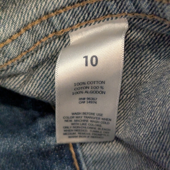 OshKosh B'gosh Medium Stone Wash Blue Denim Jean Jacket Pockets Girls Size 10 - Picture 8 of 9